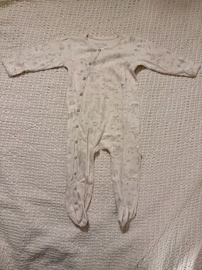 Organic Cotton Cream Forest Print Footed One-Piece